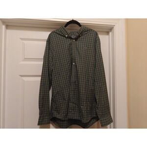 Vineyard Vines Performance Classic Fit Whale Shirt Green Navy Check 1W012335 L